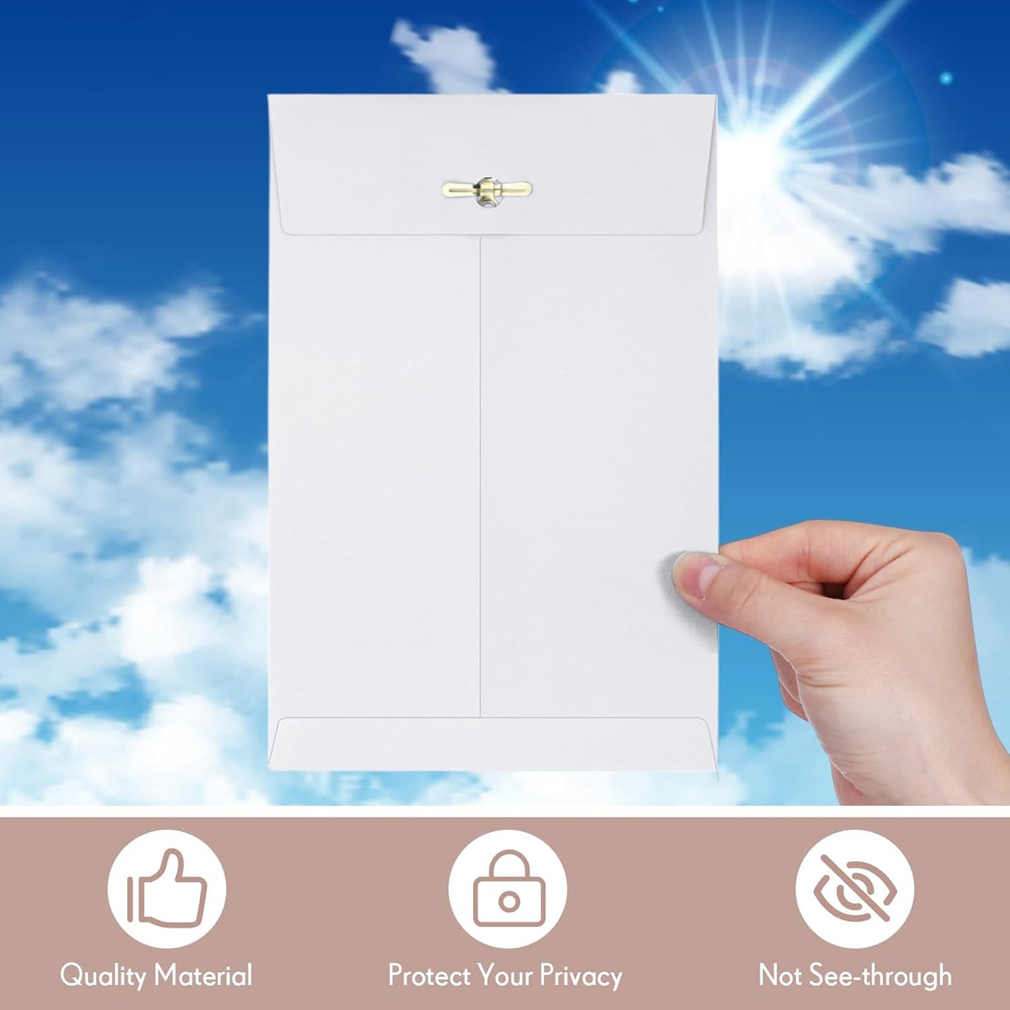 Teling 50 Pcs 5 x 7.5 Manilla Envelopes Clasp Kraft Catalog with Closure for Storing Mailing 28 lb Kraft Envelope Paper for Office Document School Business Home(White)