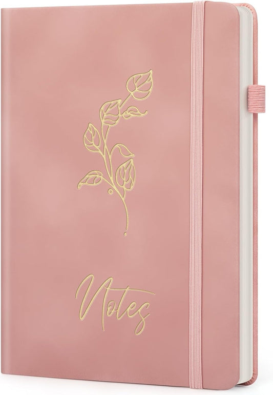 Lined Journal Notebook For Women, 200 Pages A5 Hardcover Leather Journals For Writing College Ruled Notebook For Work School Note Taking Business Diary Notepad 5.7‘' X 8.3''-Pink
