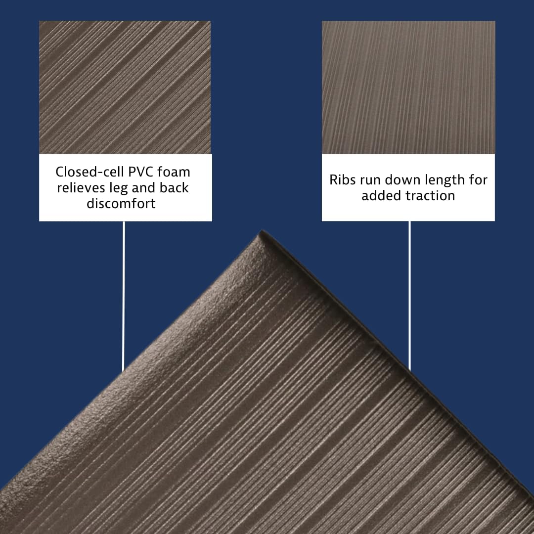 Notrax 410 Airug® 3' x 5' x 3/8" Anti Fatigue Mat, Enhanced Slip Resistance with Beveled Edges and Ribbed Surface, Ideal for Industrial and Commercial Workplaces, Black, 410S0335BL