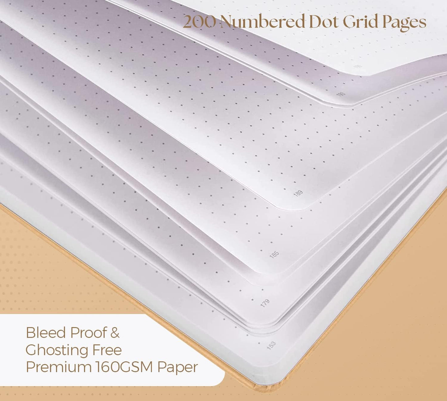 Dotted Journal – A5 Dotted Notebook with Bleedproof 160gsm Paper, Hardcover, Lay-Flat Design – Dot Grid Journal for Writing, Planning, Sketching & More