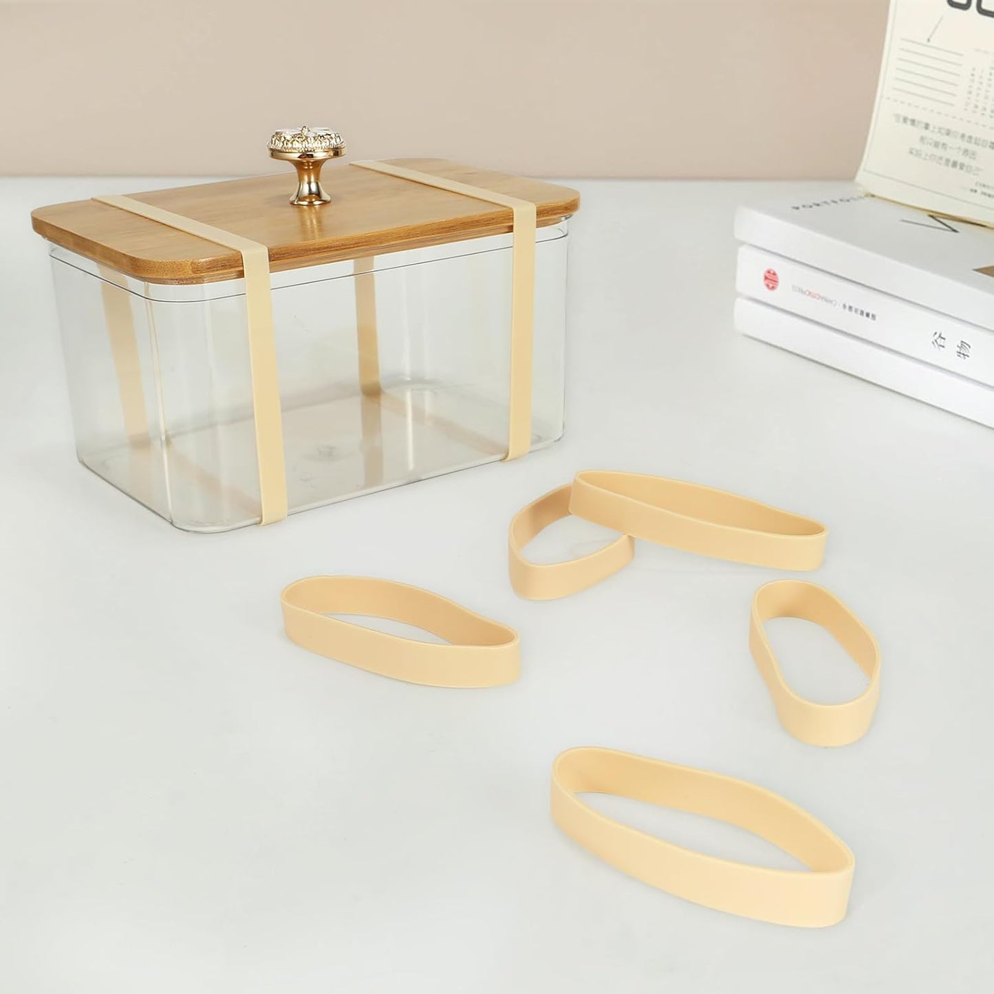 Size #82 Tactical Rubber Bands - Pack of 60 Heavy-Duty, Extra Thick and Wide UV, Heat, and Cold-Resistant Industrial-Grade Elastic Bands for Camping, Cycling, and Fishing (light brown)