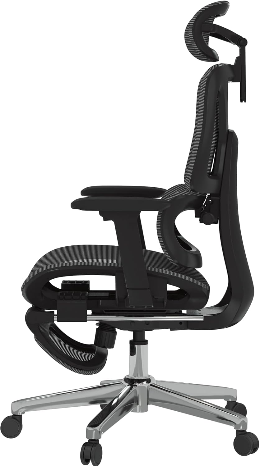 FLEXISPOT ErgoX Premium Ergonomic Office Chair with Footrest- Adjustable 3D Armrests, Dynamic Lumbar Support, Recline & Tilt Function, Mesh Seat, for Home & Office Use,Dark Grey