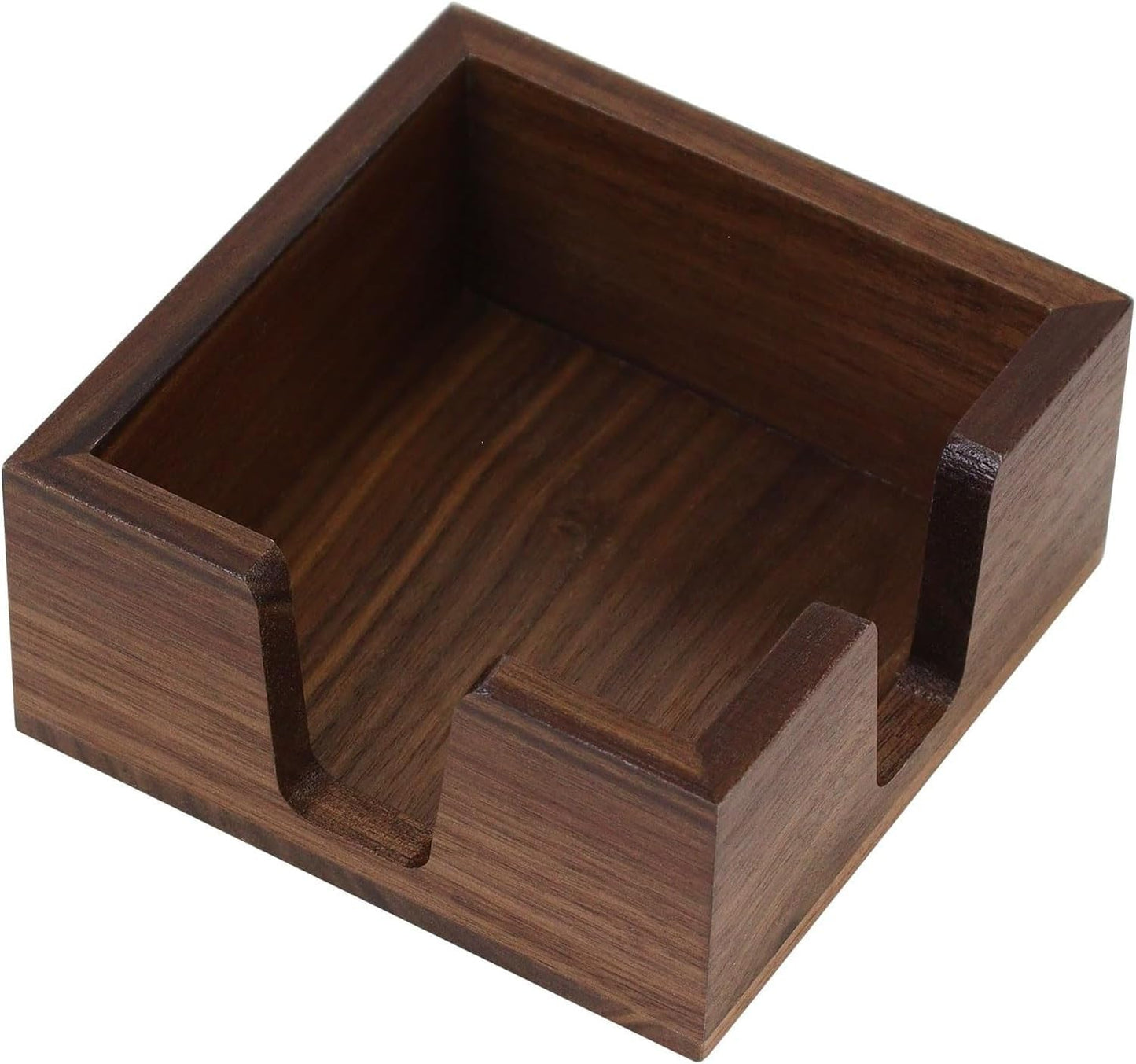 MultiBey Wooden Double Opening Sticky Note Holder, Black Walnut Self-Sticky Note Pads Holder, Wood Post it Note Dispenser Sticky Memo Holder Paper Dispenser Desk Accessory for Office Home