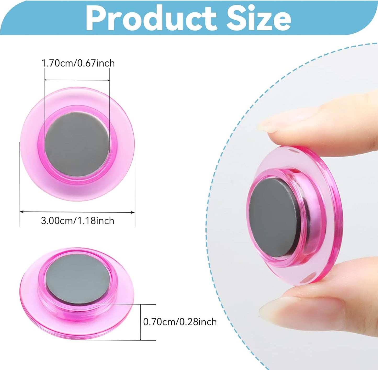 ZDZBLX Fridge Magnets, 28 Pack Magnet Strong Magnets Refrigerator Magnets Small Magnets for Whiteboard, Heavy Duty Magnets Mini Magnets Cute Round Magnets for Fridge, Locker, Classroom, Office (Pink)