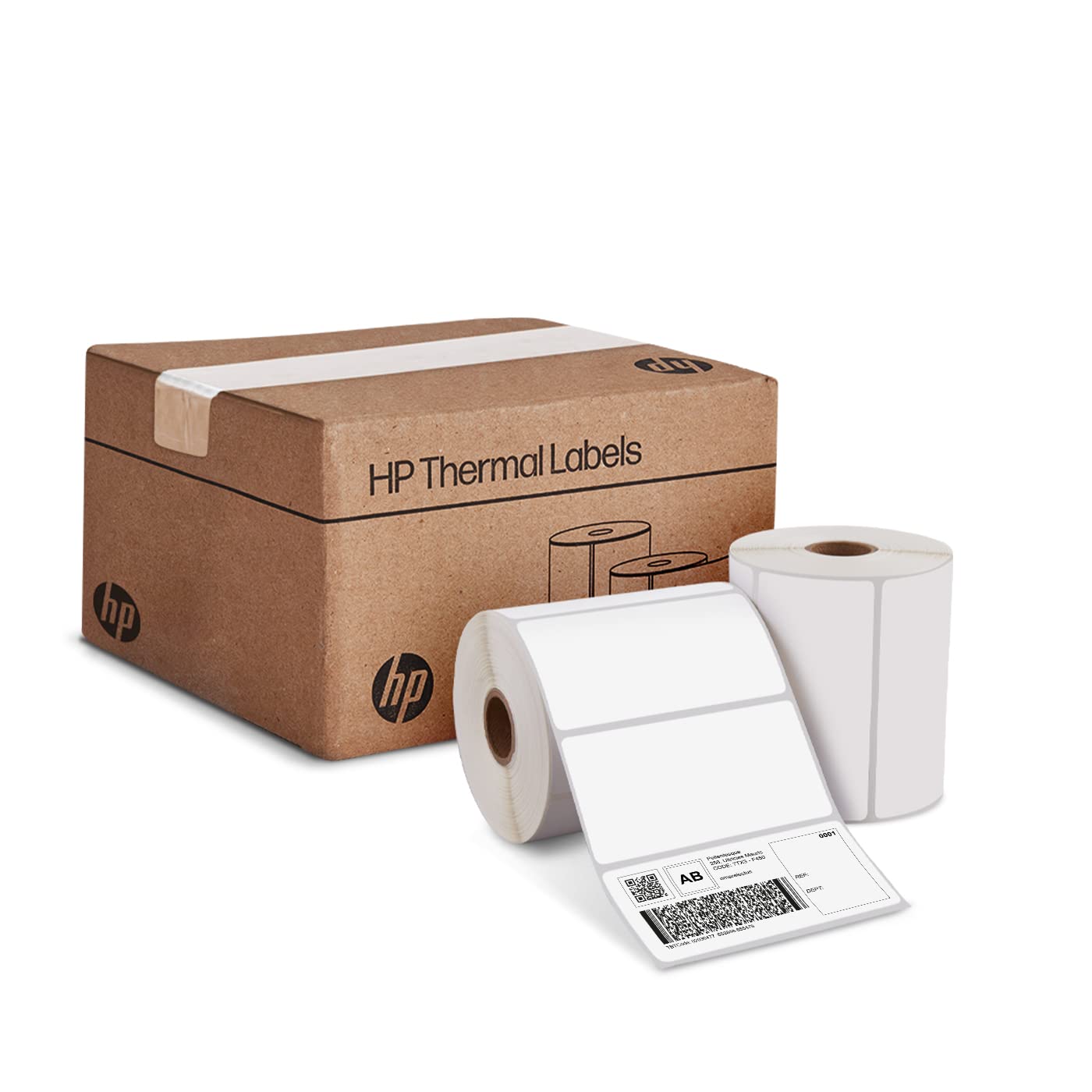 HP 4” x 2” Direct Thermal Shipping Labels, 2 Rolls, 735 Sheets per Roll, Multipurpose Thermal Labels for Personal or Business Use, Compatible with HP and Other Thermal Label Printers, White