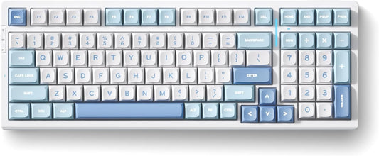 G98 PRO Wireless Gaming Keyboard, Tri-Mode Connection Mechanical Keyboard, Hot Swappable Custom Gasket Structure, Pre-lubed Linear Switches, Double Shot PBT Keycaps, RGB LED Backlit, Blue&White