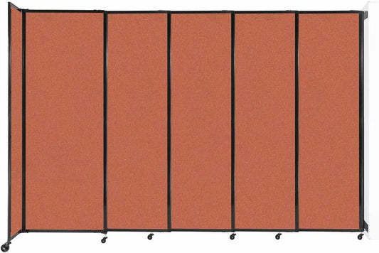 Wall-Mounted Sliding StraightWall Room Divider | Adjustable Widths | Locking Wheels | Room Separator | Up to 11'3" Wide x 7'6" Tall Papaya Fabric Panels