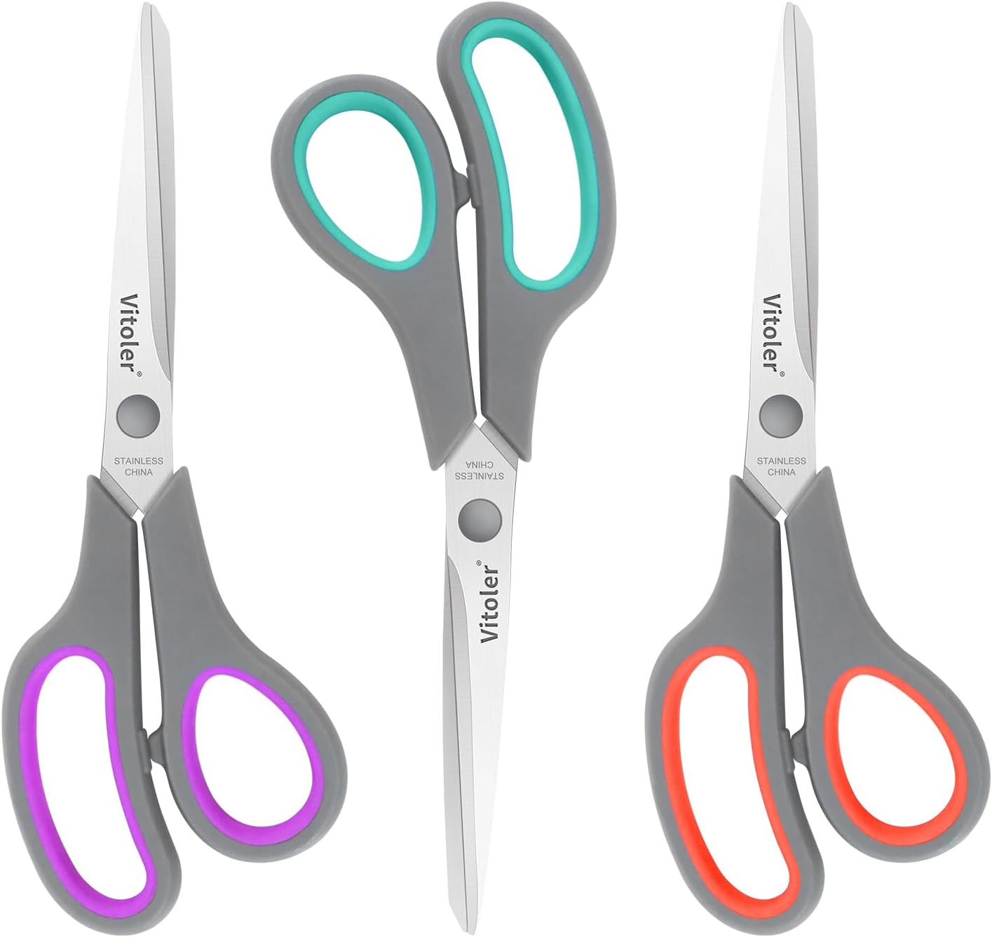 Vitoler Scissors All purpose, 8.5" Heavy Duty Scissors for School Office Supplies,Kitchen Shears for Food Fabric,Right/Left Handed School Scissor for Kids