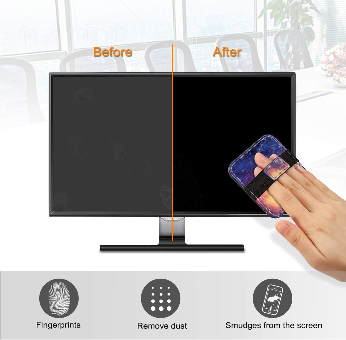 Fintie Screen Cleaning Pad, [4 Pack] Soft Cloth Wipes Screen Cleaner with Elastic Strap for iPad, iPhone, MacBook, Tablets, Laptop (Cool Jade)