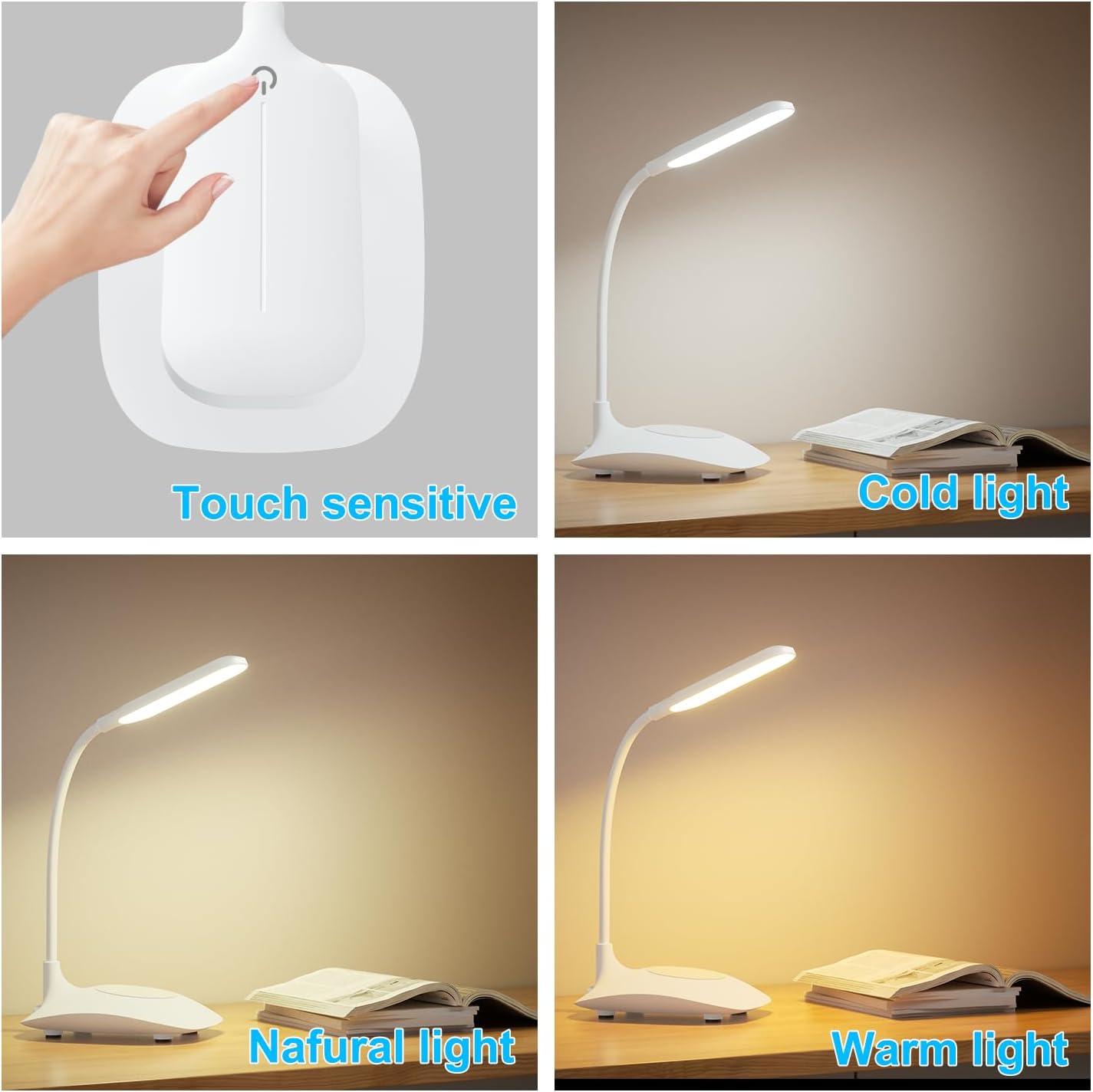 LED Desk Lamp Wireless Charging Desk Lamp with Touch Control Dimmable Office Desk Light Eye-Caring Office Lamp with Adjustable Gooseneck Table Lamp, Reading Lamp Table Lamp for Bedroom Bedside Study