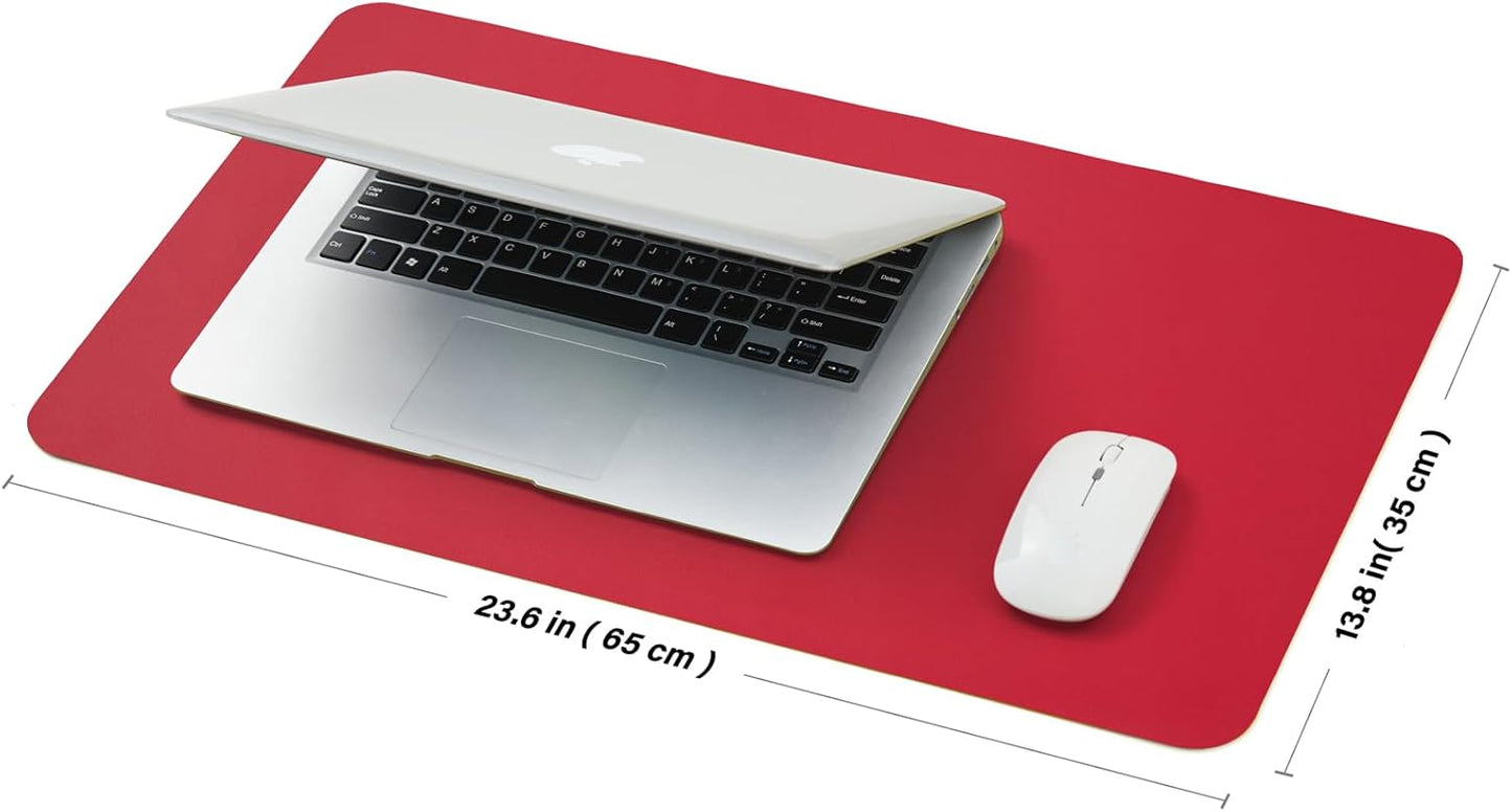 Leather Desk Mat - Small Non-Slip PU Desk Pad for Office and Home - Desk Organization and Accessories - Ideal for Large Mouse Pad and Small Desk Mats on Top of Desks (Rose Red,23.6"x 13.8")