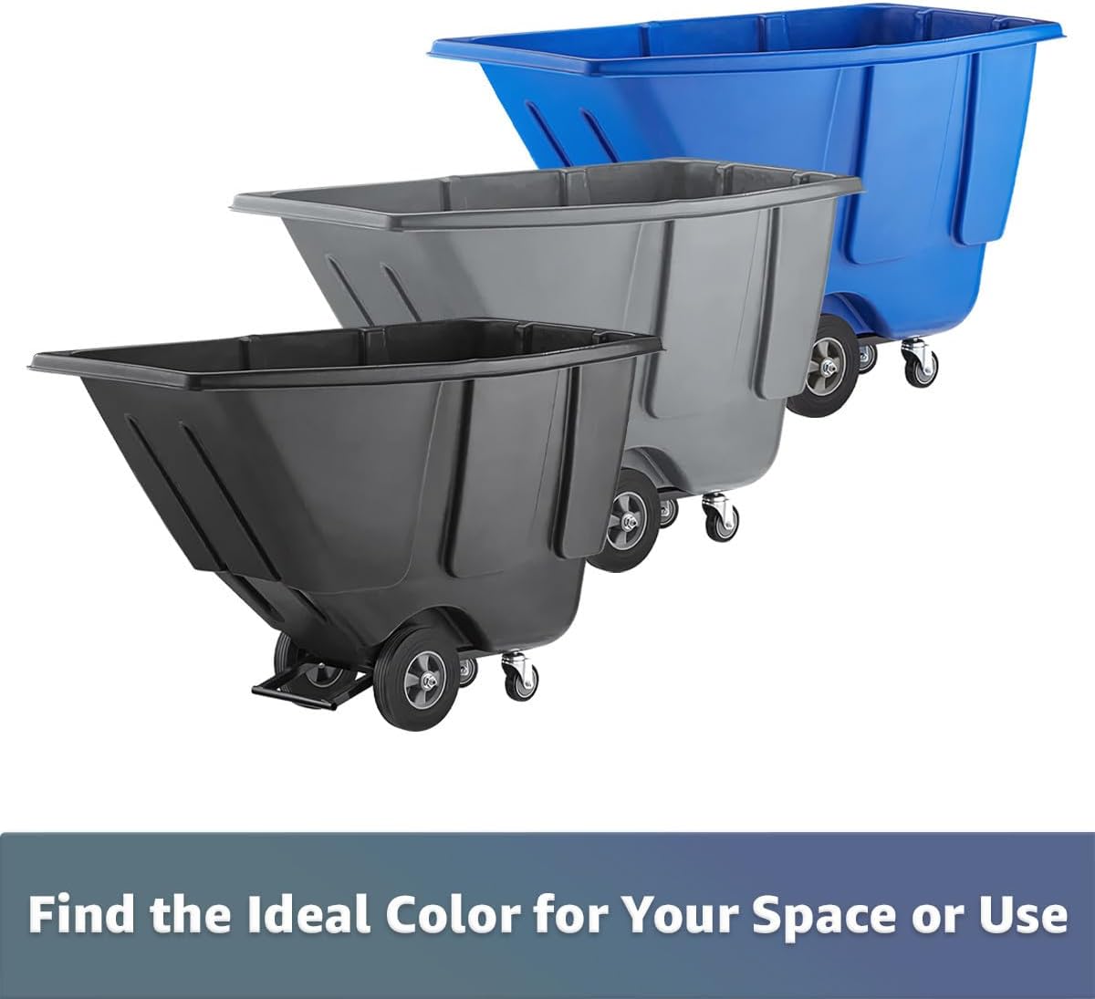 Commercial Rolling Waste Bin 0.5 Cubic Yard 450 lb., Black Tilt Truck, Construction Trash Recycling Trolley, Industrial Dump Cart Transportation, Garbage Wagon