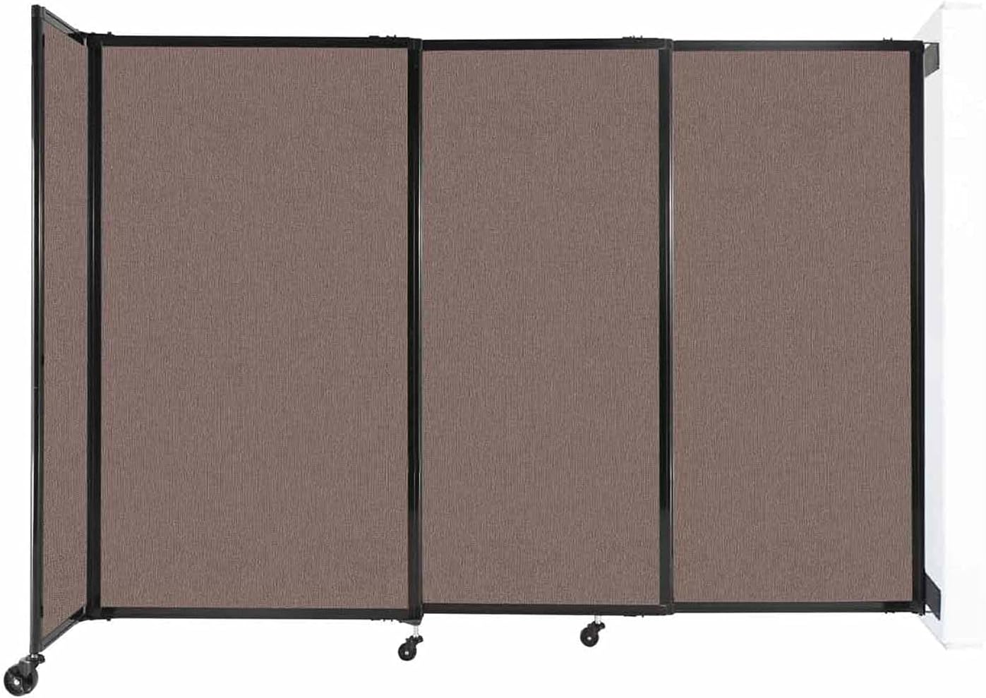 Wall-Mounted Sliding StraightWall Room Divider | Adjustable Widths | Locking Wheels | Room Separator | Up to 7'2" Wide x 5' Tall Latte Fabric Panels