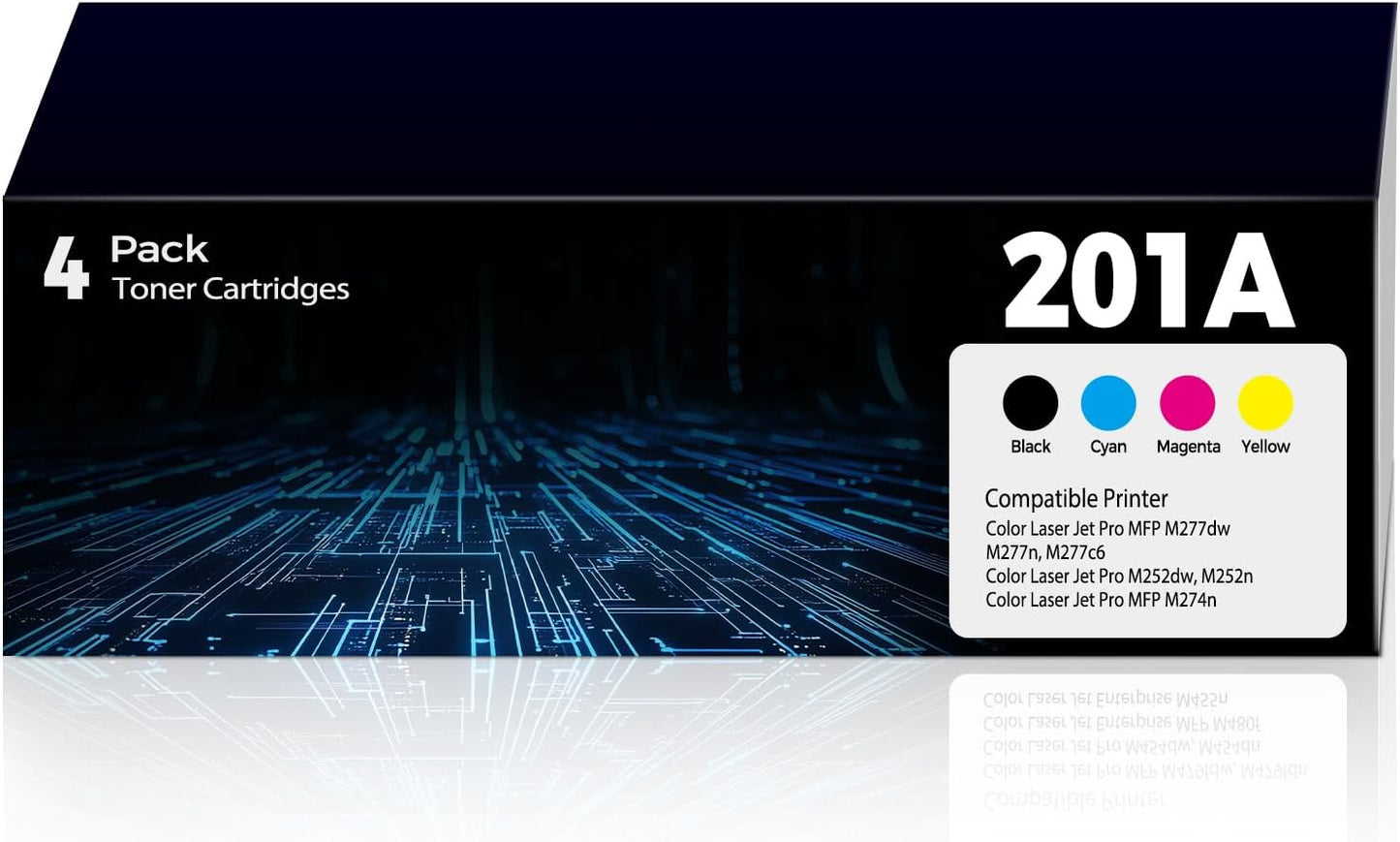 201A Toner Cartridges Compatible for HP 201A 201X HP201A for Color Laser Jet Pro MFP M277dw M252dw Toner, Work with Color Laser Jet Pro MFP M277c6 M277n M252n, Black Cyan Magenta Yellow 4 Pack
