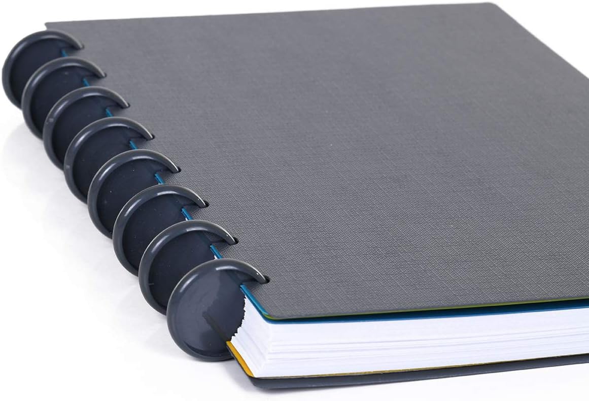 Talia Discbound Notebooks, Planner, Customizable, (Charcoal w/Charcoal Discs, Junior (5.5in x 8.5in))