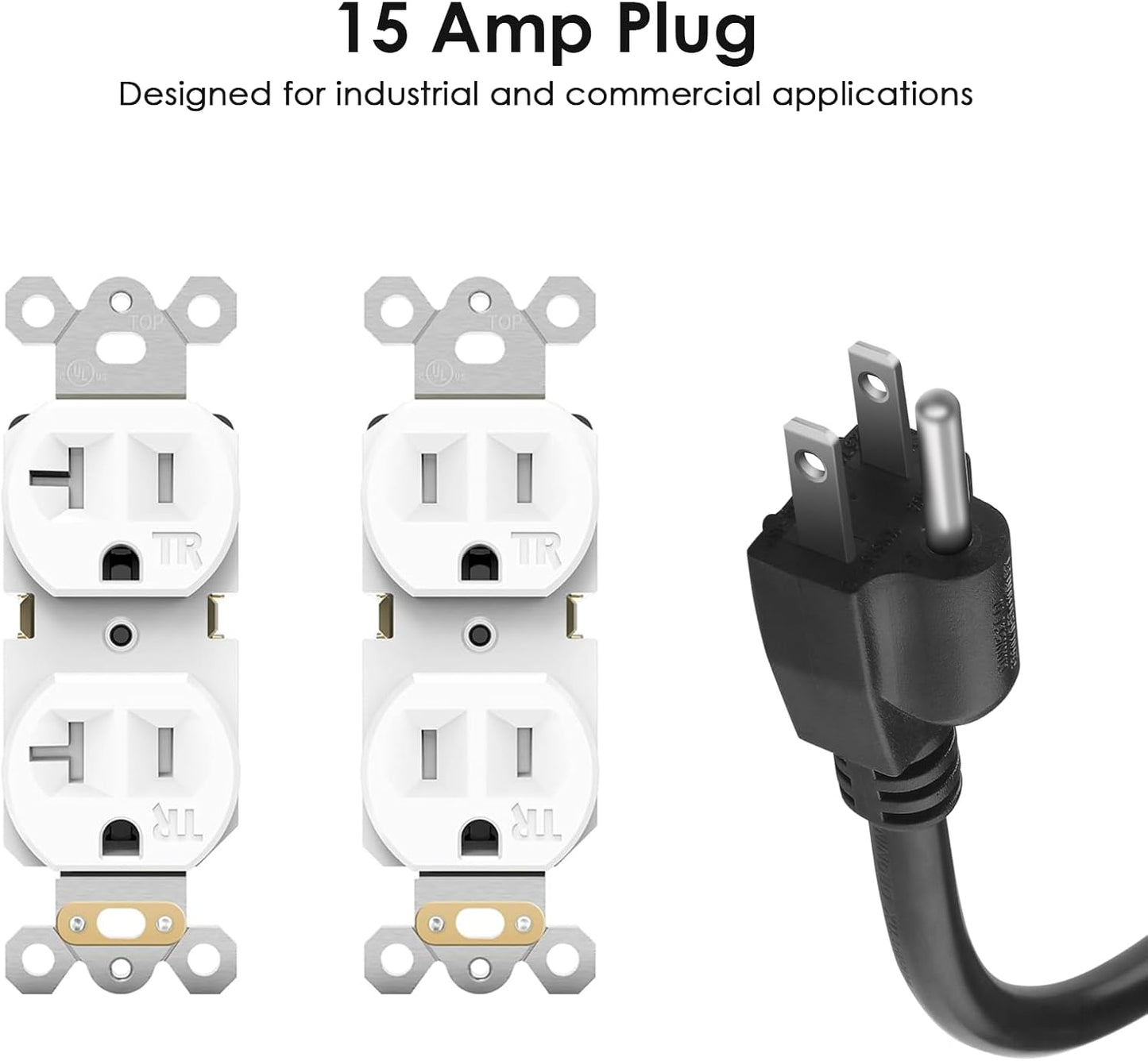 JUNNUJ 20 Amp Power Strip Surge Protector 4800J, Heavy Duty 8 Outlet Metal Multi Angle Mount, 20A Garage Power Strip Shop 6-20R T-Slot, 5-15P Plug 12 Gauge Extension Cord 10ft for Appliance