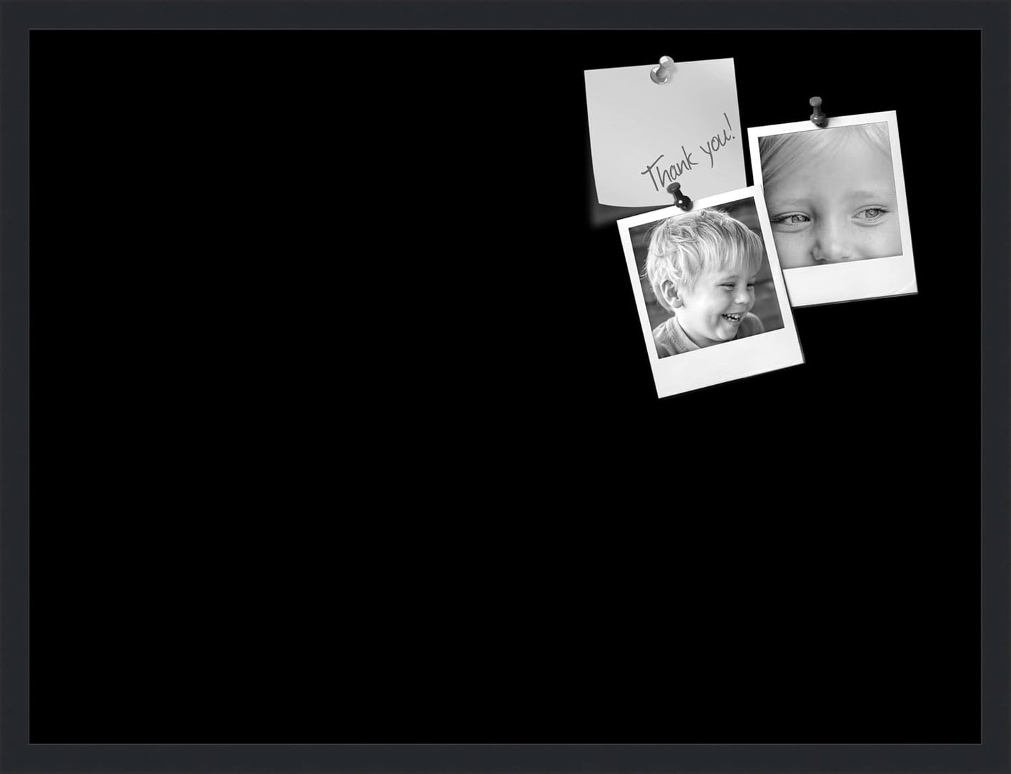 PinPix 32x24 Inch Cork Bulletin Board. This Decorative Framed Pin Board Comes with Solid Black Design and a Satin Black Frame. Ideal for Home Office Decor or Message Board (PinPix-622)