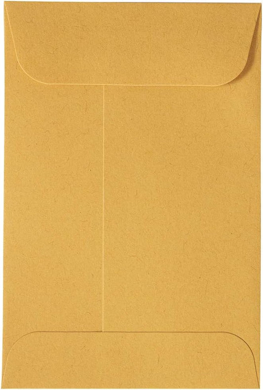 JAM PAPER #4 Coin Business Commercial Envelopes with Peel and Seal Closure - 3 x 4 1/2 - Brown Kraft Manila - Bulk 500/Carton