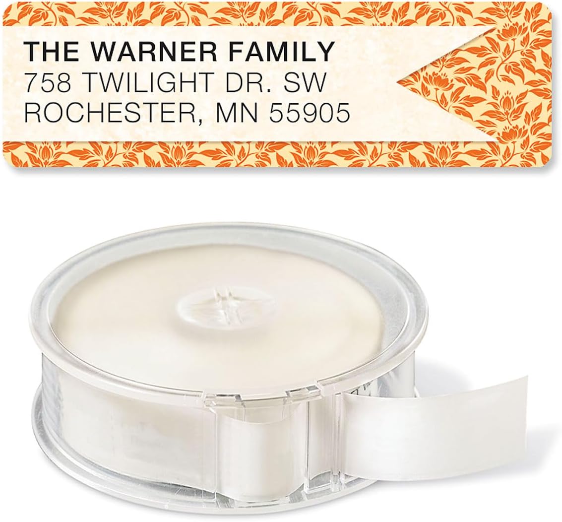 Blossom Banner Rolled Personalized Return Address Mailing Labels with Dispenser, Set of 250, 5 Designs, Small ¾ x 2½ Inch Size, Custom Self-Adhesive Sticker Roll, by Colorful Images