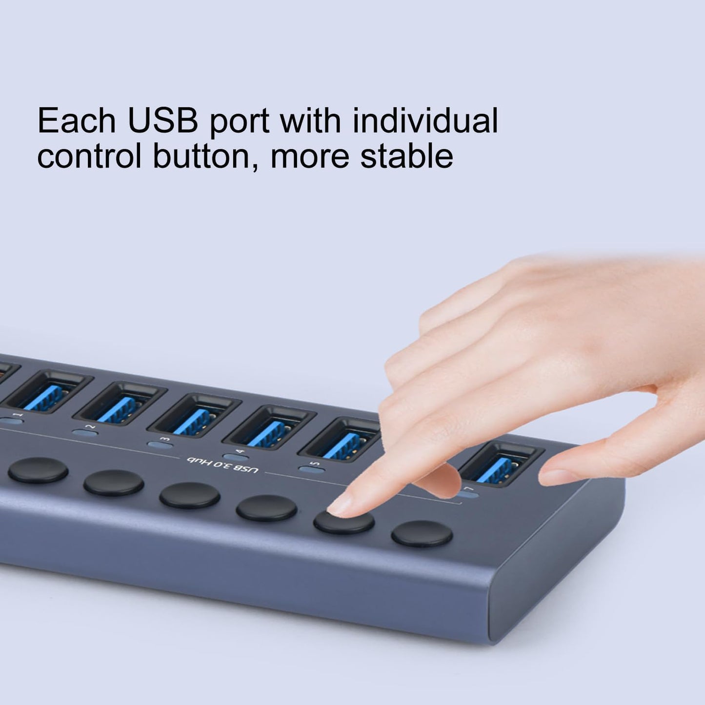 MaxLax Aluminum 7 Ports USB 3.0 hub with Charging Function, 36W (12V/3A) Power Adapter,Individual Power swiches