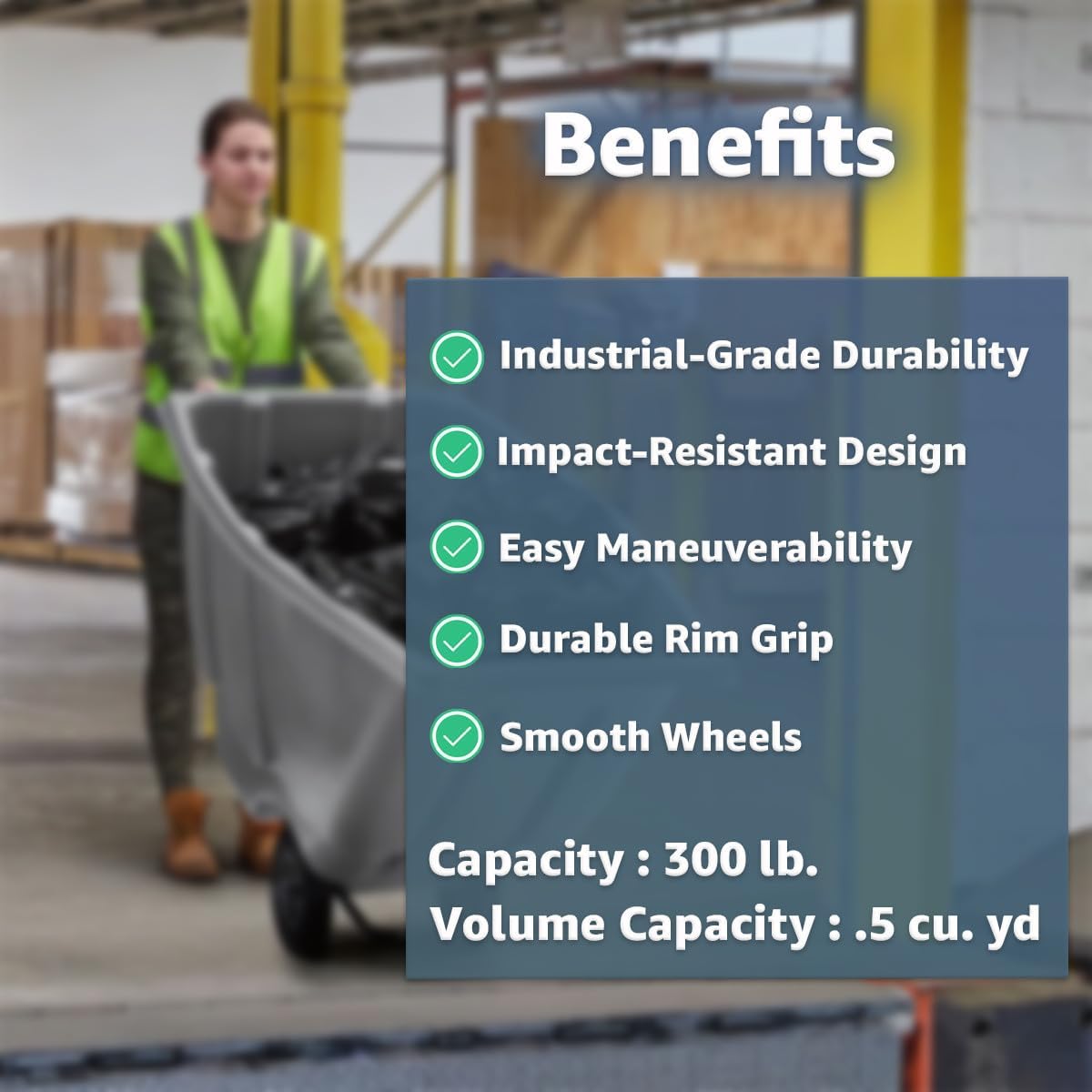 Commercial Garbage Wagon 0.5 Cubic Yard 300 lb., Tilt Truck, Construction Trash Recycling Trolley, Industrial Dump Cart Transportation, Rolling Waste Bin, Grey