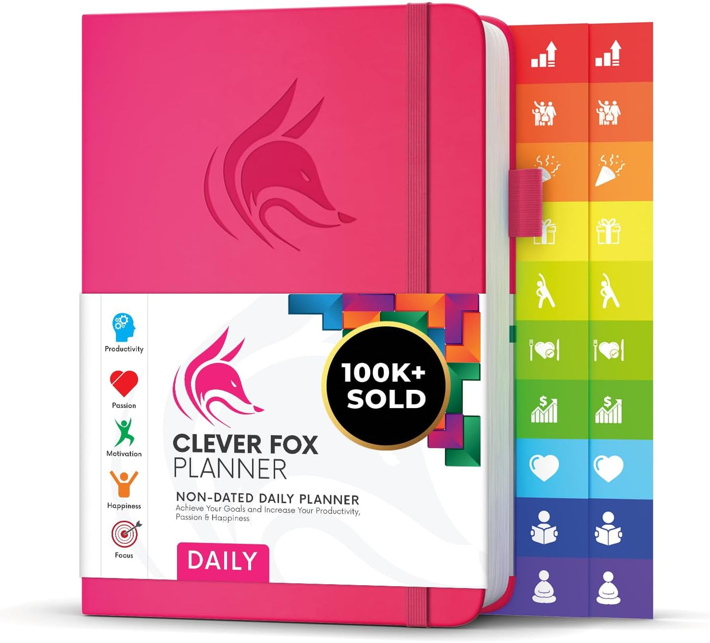 Clever Fox Daily Planner – Undated Planning Notebook with Hourly Schedule & To-Do List – Personal Day Task & Work Organizer, 6 Months (Hot Pink)
