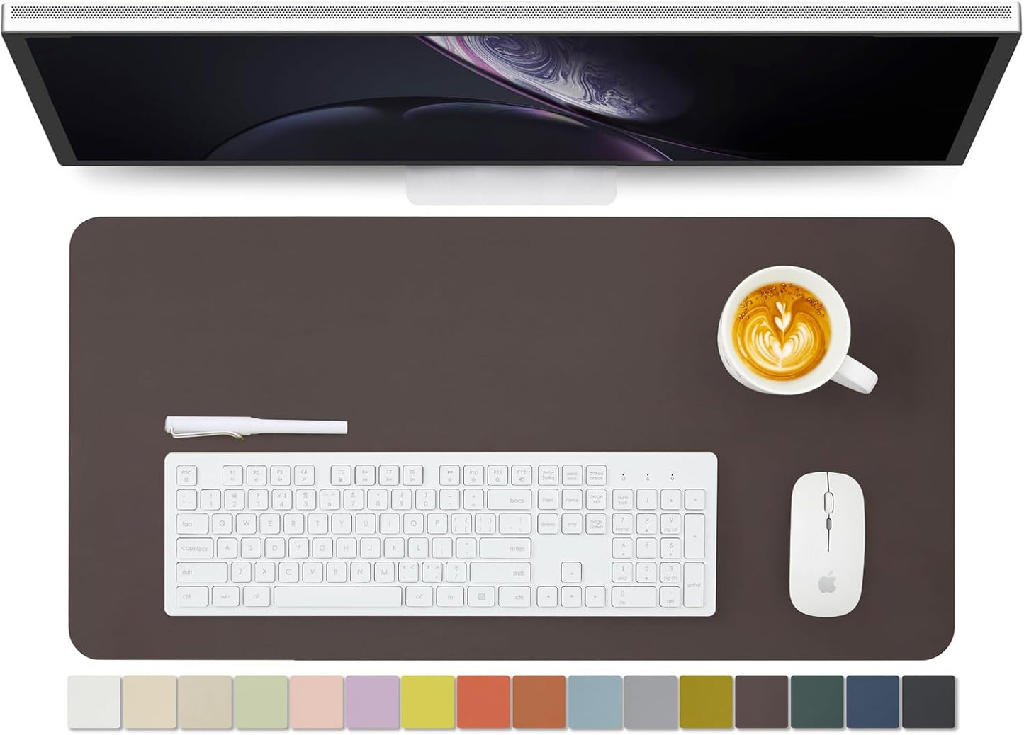 Leather Desk Mat - Non-Slip PU Desk Pad for Office and Home - Desk Organization and Accessories - Ideal for Large Mouse Pad and Desk Mats on Top of Desks (Coffee,27.6"x 13.8")