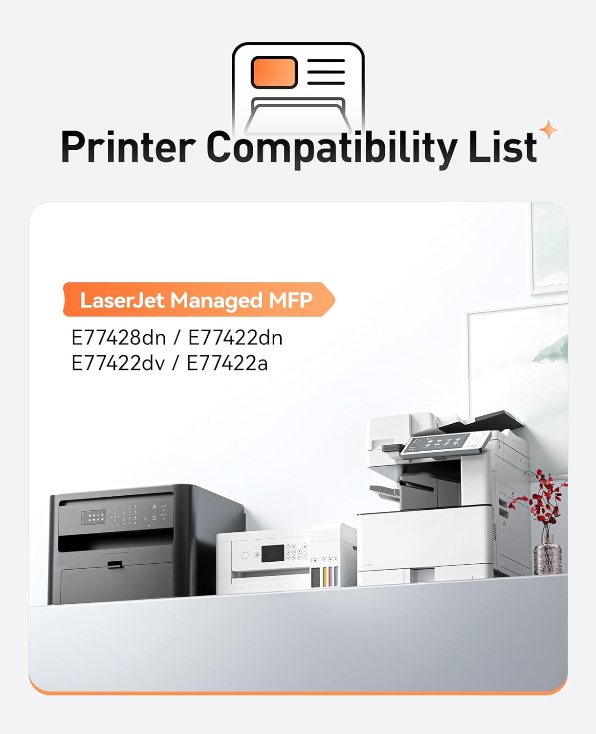 W9100MC W9101MC W9102MC W9103MC Toner Cartridge Set 4-Pack High Yield Replacement Compatible with HP Color LaserJet Managed MFP E77428dn E77422dn E77422dv E77422a Printer Ink Black Cyan Magenta Yellow