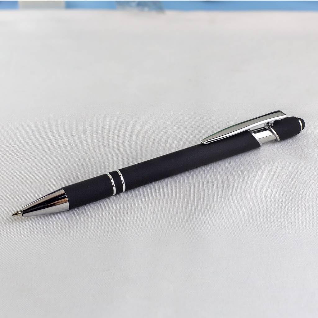 Ballpoint Pen with Stylus Tip Black Ink 1.0 mm Medium Point Soft Touch Metal Matt Assorted Color Barrel 10 Count