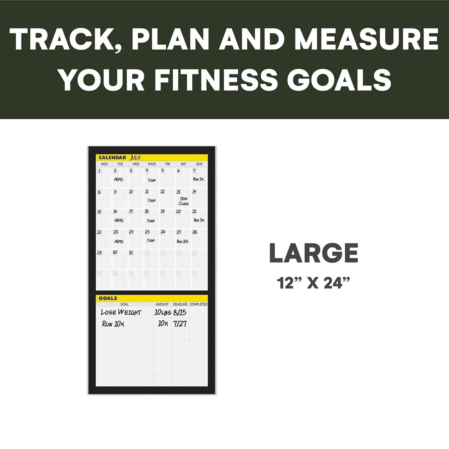 Dry Erase Workout Calendar Poster - Fitness Planner with To-Do List, Notes Section for Home Gym Tracking