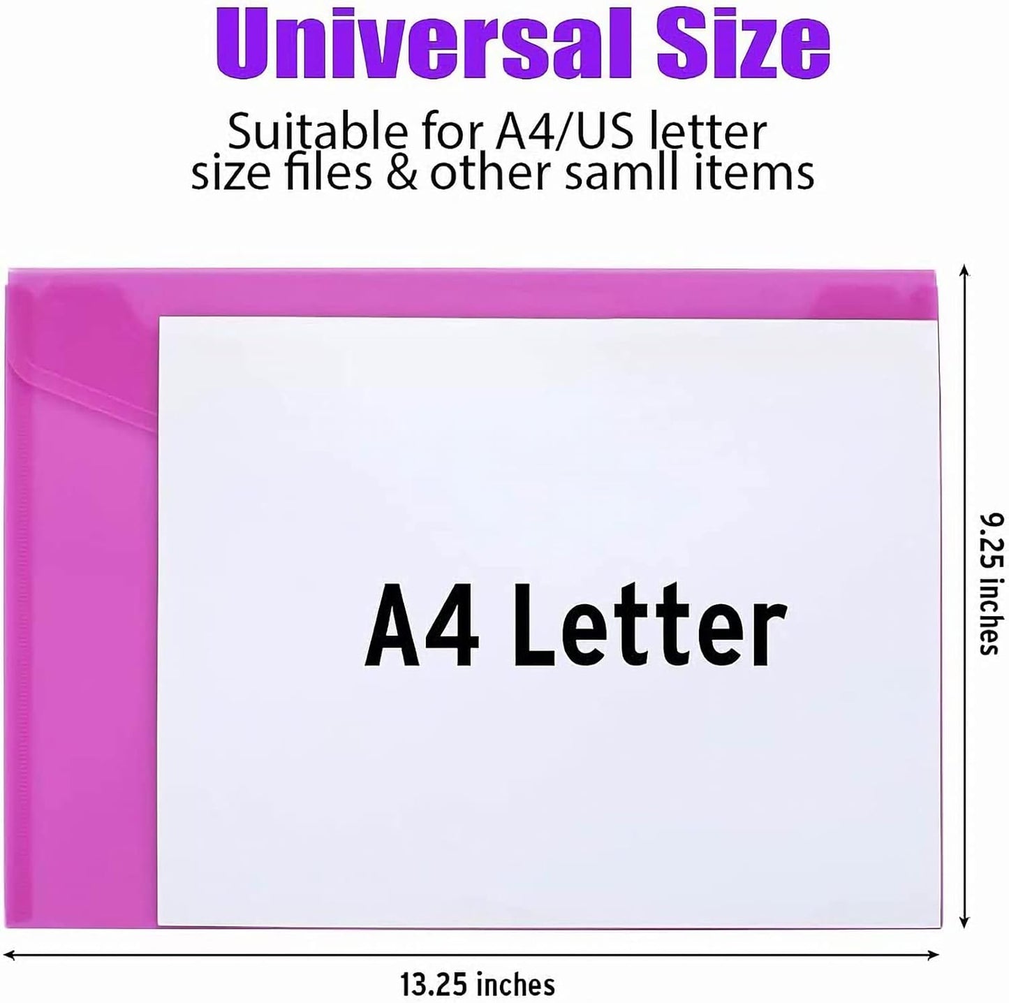 Sooez 12 Pack Plastic Envelopes Poly Envelopes, HeavyDuty File Folders, Clear Color Folders with Pockets, Folder for Documents Letter A4 Size, Filing Folders, Travel Bags, Office School Paper Storage