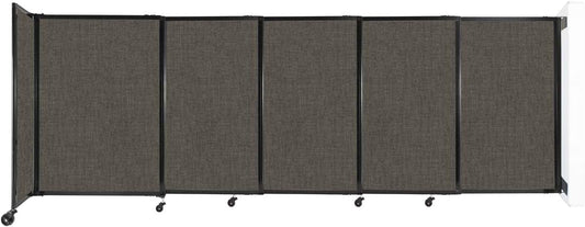 Wall-Mounted Sliding StraightWall Room Divider | Adjustable Widths | Locking Wheels | Room Separator | Up to 11'3" Wide x 4' Tall Mocha Fabric Panels
