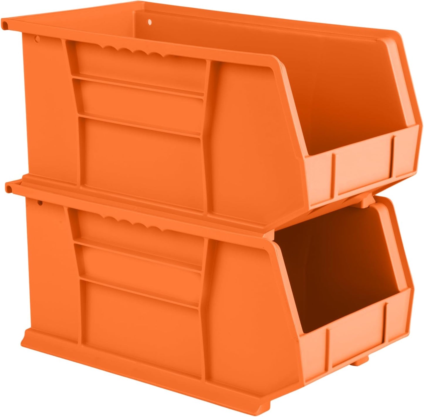 Hudson Exchange 15" x 8" x 7" Plastic Stackable Storage Bin and Hanging Container (Orange, 1 Pack)