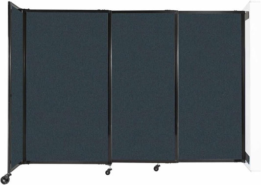 Wall-Mounted Sliding StraightWall Room Divider | Adjustable Widths | Locking Wheels | Room Separator | Up to 7'2" Wide x 5' Tall Blue Spruce Fabric Panels