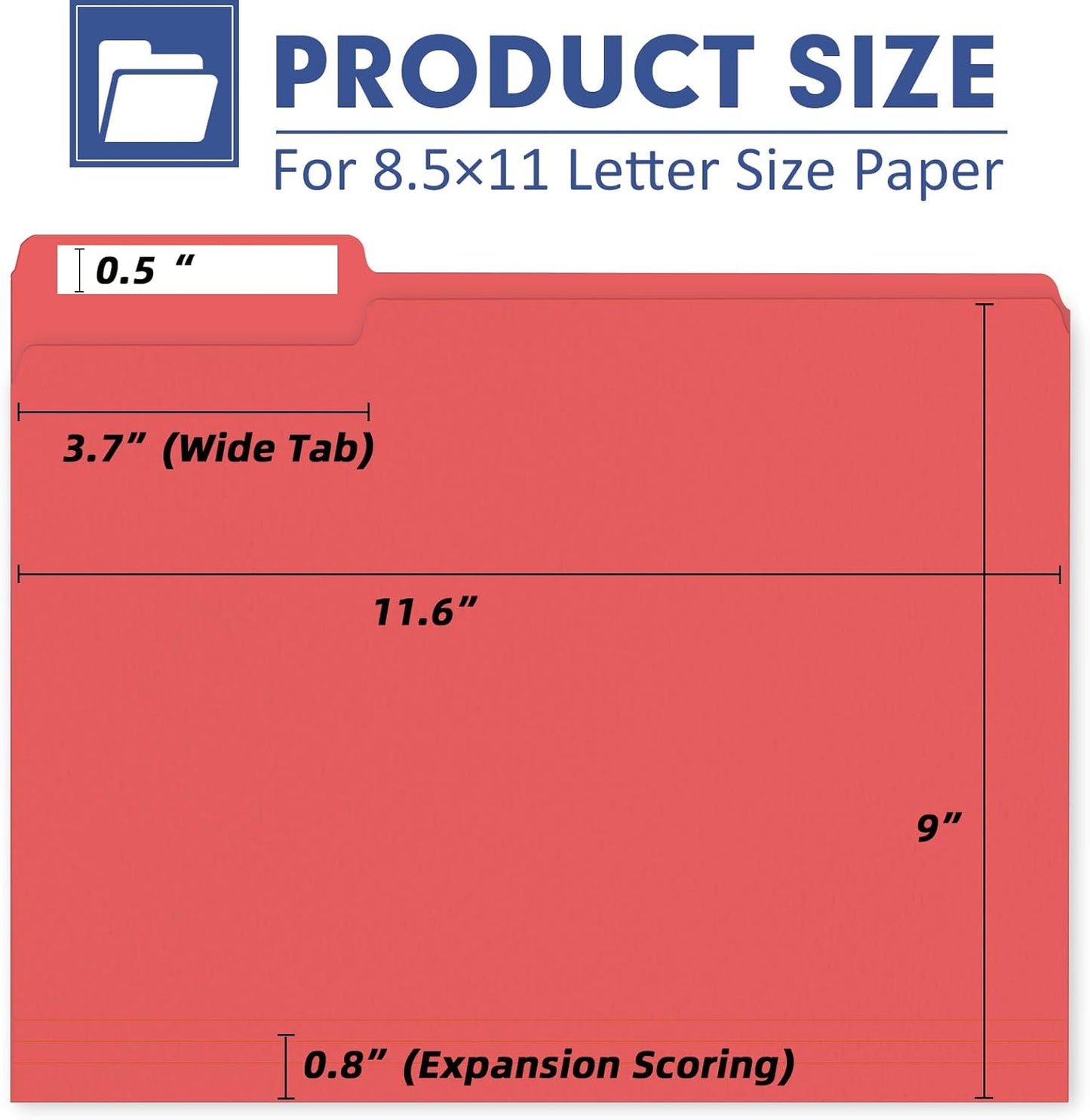 File Folder, PANDRI 170 Pack Colored File Folder, 1/3 Cut Tab, Letter Size, Assorted 12 Colors Filing Folder for Office School Business
