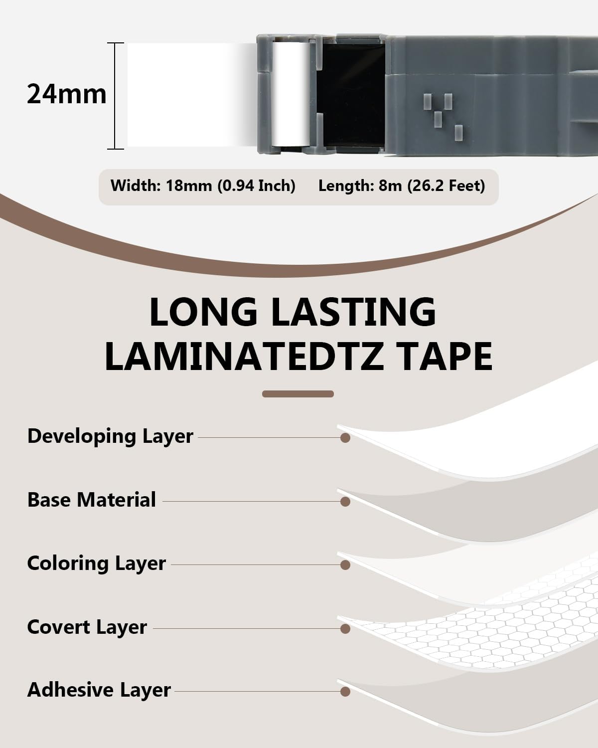 Multi-Color Tze 24mm 0.94" Label Tape Compatible for Brother P Touch Tz Tape Laminated 1 Inch Refills for PTouch PT-D600 PT-D610BT PT-P710BT PTP750W, White/Clear/Red/Blue/Yellow/Green, 6 Pack