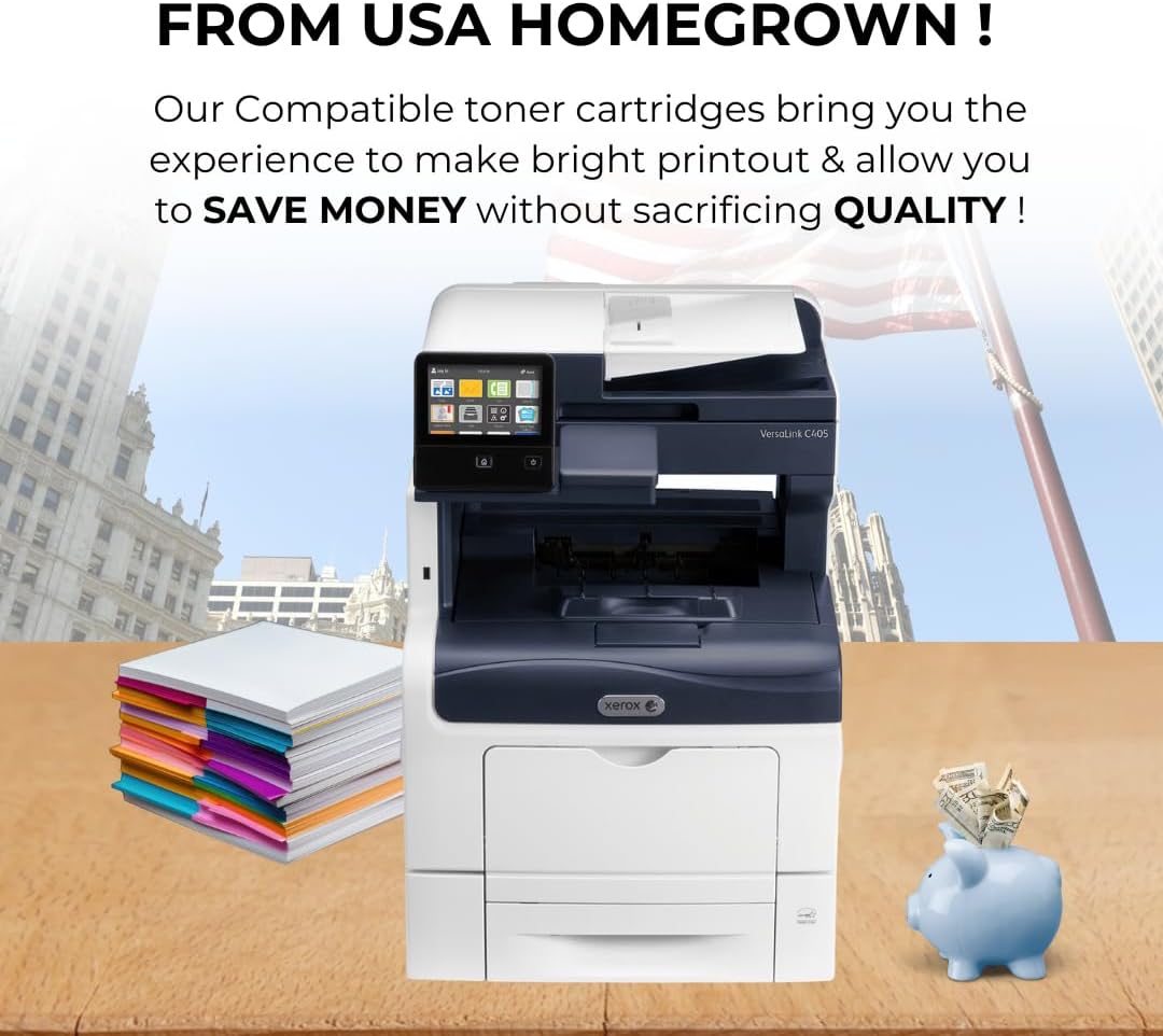 Toner Pros Replacement Toner Cartridge for Xerox 106R03524, 106R03525, 106R03526, 106R03527 – Extra High Yield 4-Color Pack for VersaLink C400, C405 Printers – Black: 10,500 & Color: 8,000 Pages Each