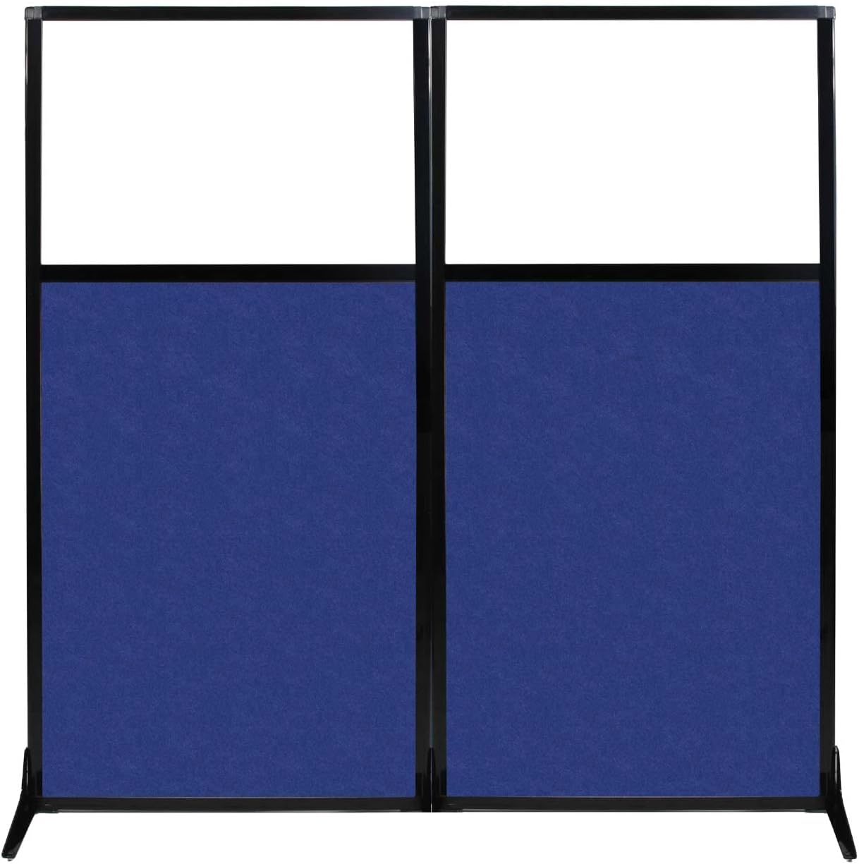 Versare Office Workstation Screen | Portable Wall Divider | Modern Cubicle | Freestanding Privacy Screen | Flexible Work Space | 2 Panels | 66" Wide x 70" Tall Blue SoundSorb Panels with Window
