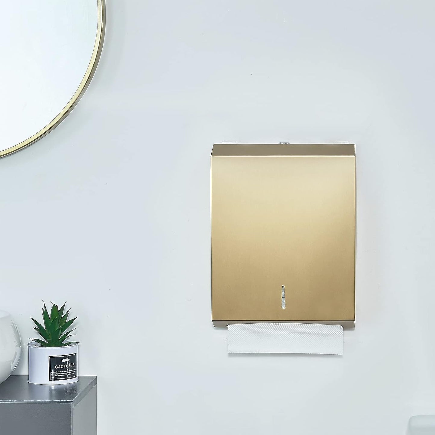 Paper Towel Dispenser Wall Mount Commercial c-fold/Multi-fold/Tri-fold, Touchless Hand Towel Dispenser with Lock(Gold)