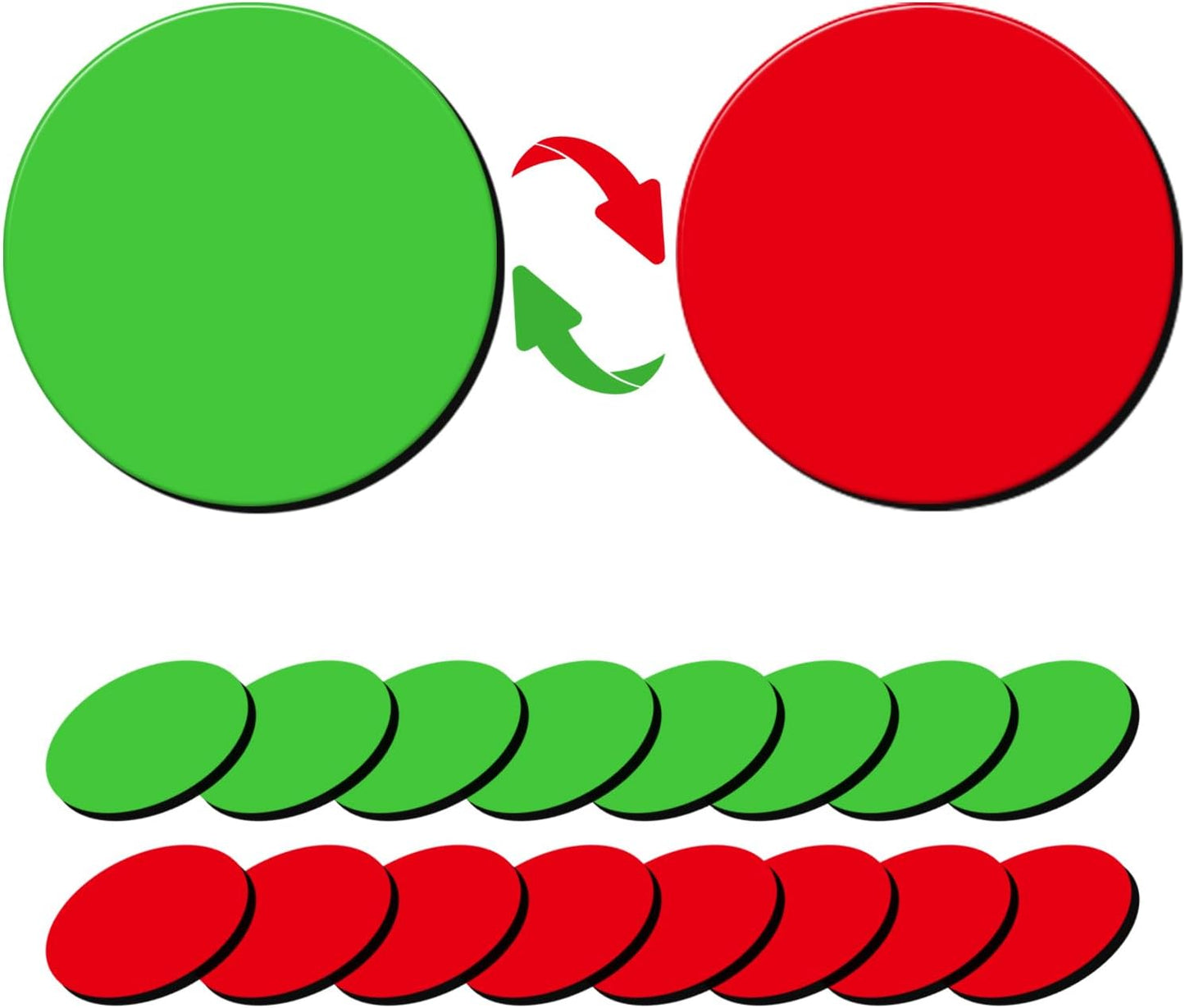 75 Pcs 1” Double-Sided Red Green Magnets, Flip Over Colored Magnetic Dots for Whiteboard, Refrigerator, Office (75, Red/Green-Colors)