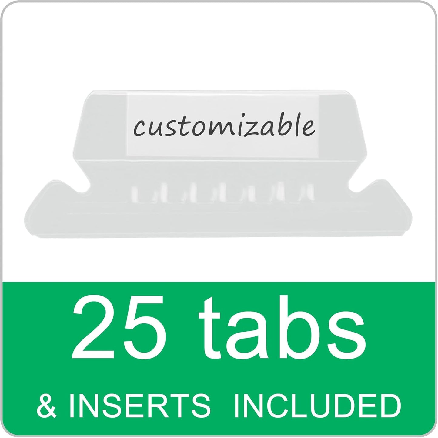 25 Packs Hanging File Folders,Standard Green File Folders for Filing Cabinet,1/5 Adjustable Tabs & Labels,Bulk File Organizer for Office,School,Home