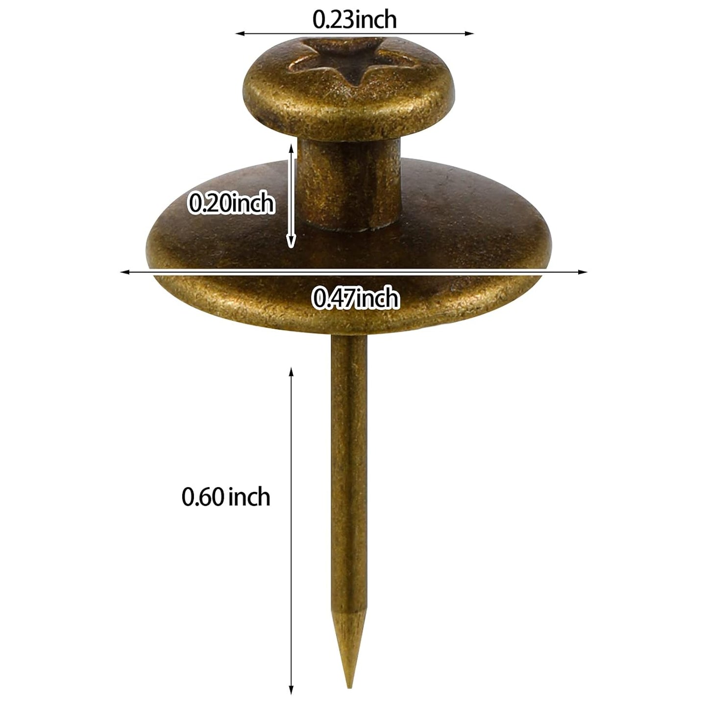 Push Pins Picture Hangers Double Headed Thumb Tacks Wall Hooks for Wall Hangings Picture Hangers Nails Small Photo Hanging Hook Pins for Home Office Photo Decor(Bronze,25 Pieces)