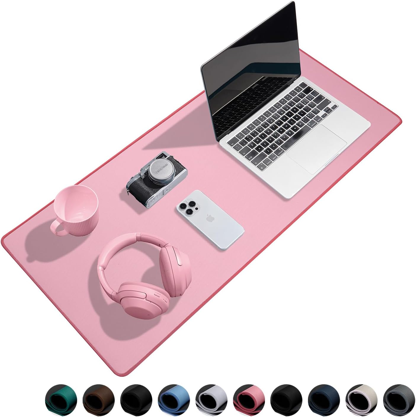 Waterproof Large Gaming Mouse Pad with Durable Stitched Edges, Non-Slip Rubber Base, Smooth Surface Mouse Mat Desk Pad for Home Office Gaming, 15.74"x35.43"x0.12", Dusty Rose