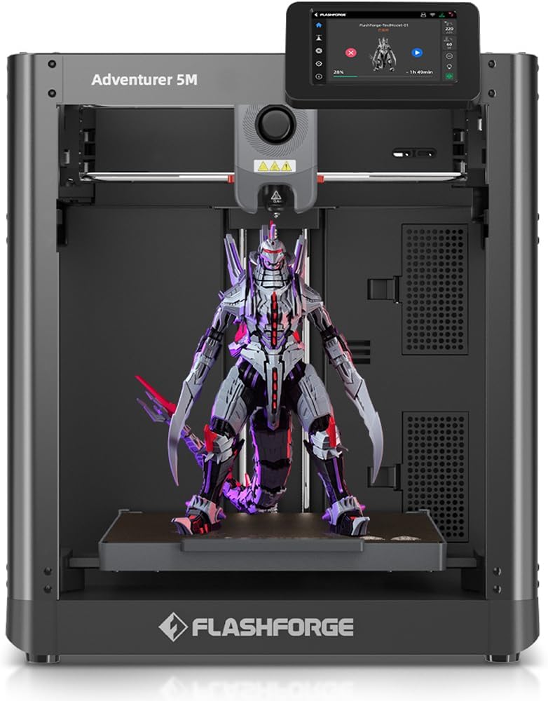 FLASHFORGE Adventurer 5M 3D Printer with Fully Auto Leveling System, Max 600mm/s High-Speed, 280℃ Quick-Detach Nozzle, CoreXY Structure for Superior Print Quality, Rookies & Experts Smart Choice