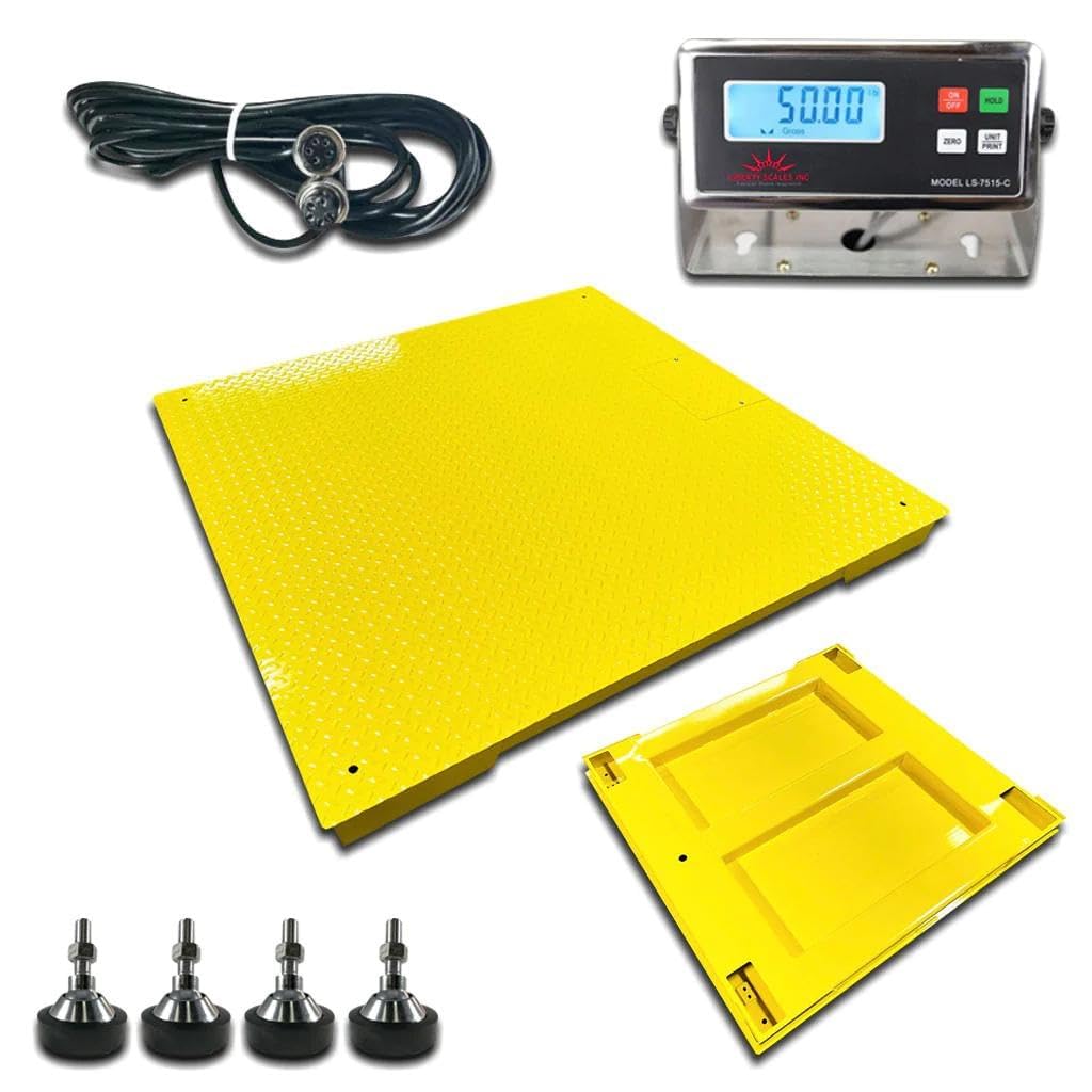 Liberty LS-700-4X6 Heavy Duty General Purpose Floor Scale | 48" x 72" | Capacity of 1000 lbs x 0.2 lb + Yellow