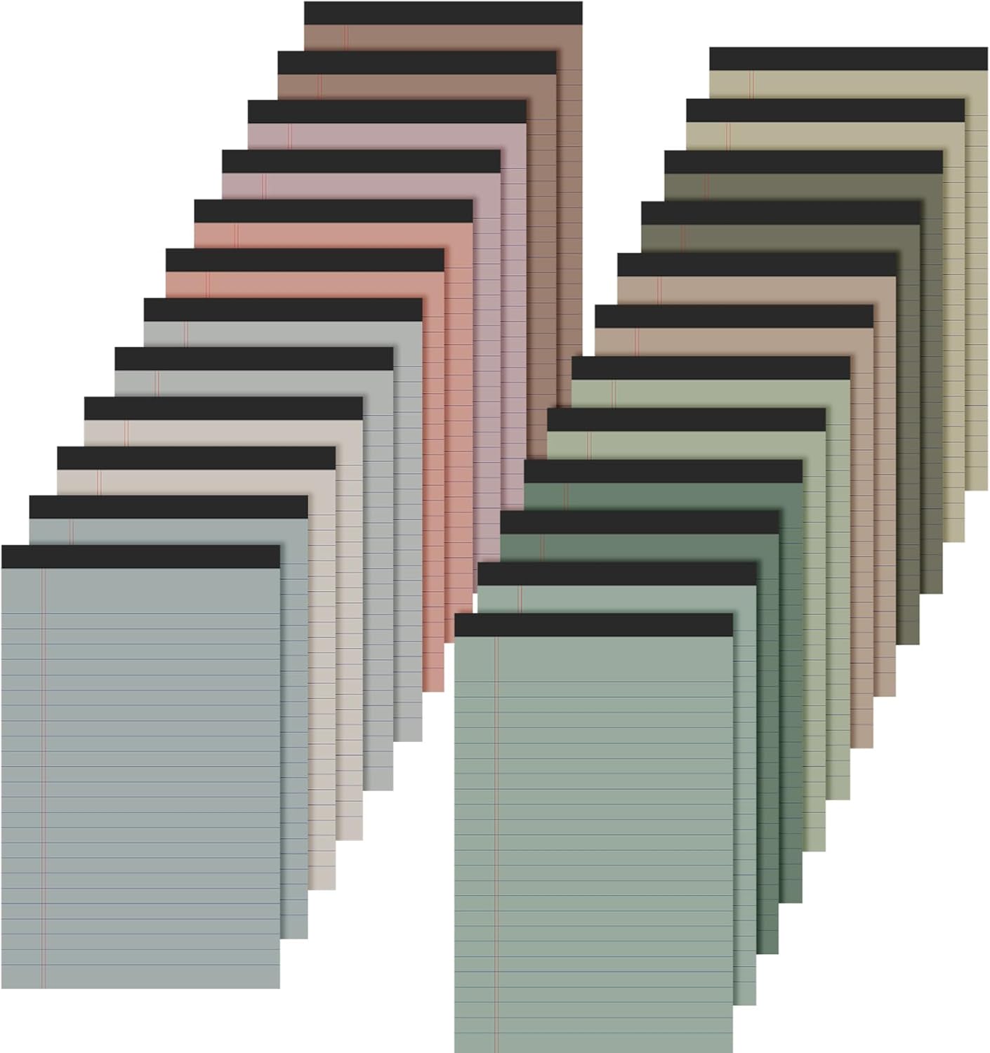 Lincia 24 Pcs 12 Pcs 5" x 8" Small Legal Pads Colored Lined Note Pads Narrow Ruled Writing Notepads 50 Sheets Per Micro Paper Notebook Lined and Perforated for College Office Supplies (Fresh Colors)