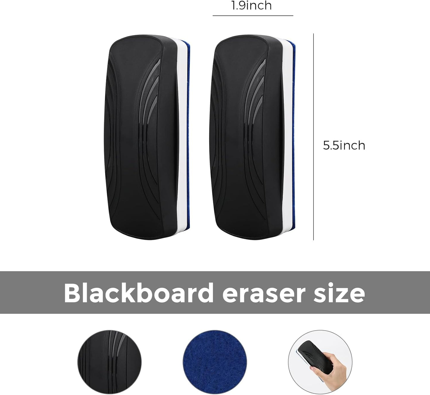 Ddaowanx Whiteboard Eraser, Magnetic Dry Erase Eraser, Glass Board Eraser,School and Office Supplies (4 Pack/Black)