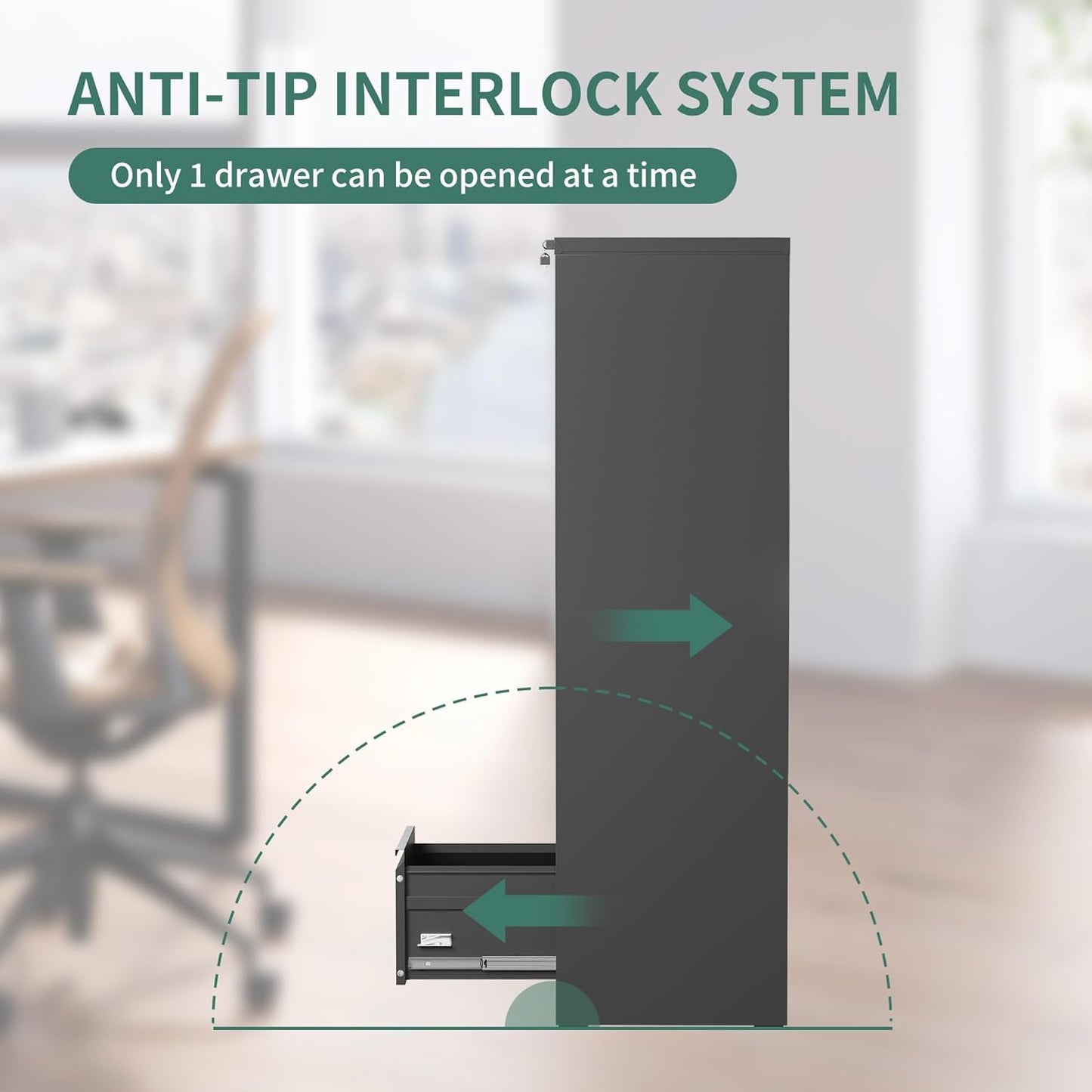 5 Drawer File Cabinet with Lock,Metal Vertical Filing Cabinets for Home Office,Heavy Duty File Storage Cabinet for Letter/Legal/A4/F4 Size File,Assembly Require (Black, Vertical 5 Drawer)