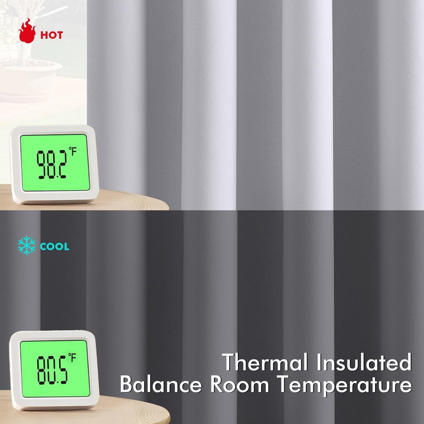 MIULEE Bedroom Blackout Curtains Thermal Insulated Room Darkening Drapes for Living Room Kitchen Grommet Top Light Blocking Window Treatment Curtains, 40 x 45 Inches Long, 2 Panels, Greyish White