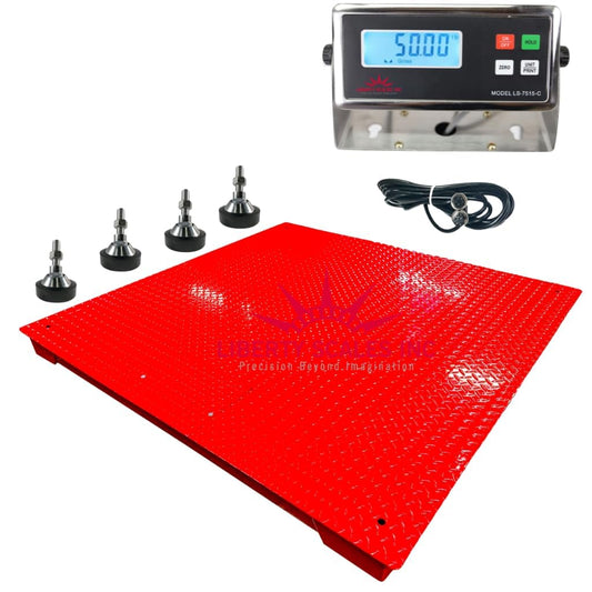 Liberty LS-700-4X6 Heavy Duty General Purpose Floor Scale | 48" x 72" | Capacity of 5000 lbs x 1 lb + Red